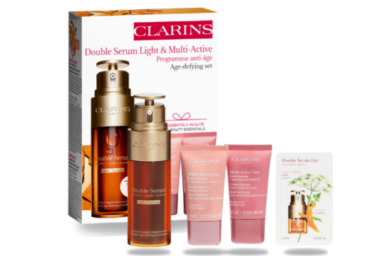 CLARINS SET Double Serum Light Texture 50ml + Multi-Active Jour 15ml + Multi-Active Nuit 15ml + Double Serum Eye Samples