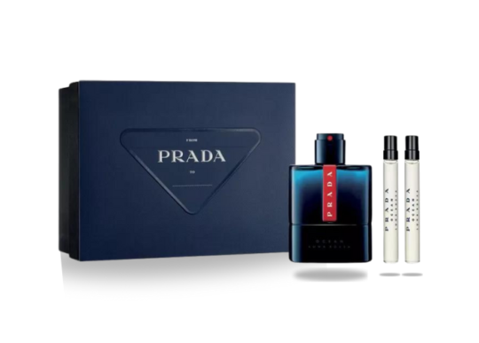 PRADA SET Luna Rossa Ocean Eau de Toilette Vapo 100ml + 2 Travel Spray 10ml